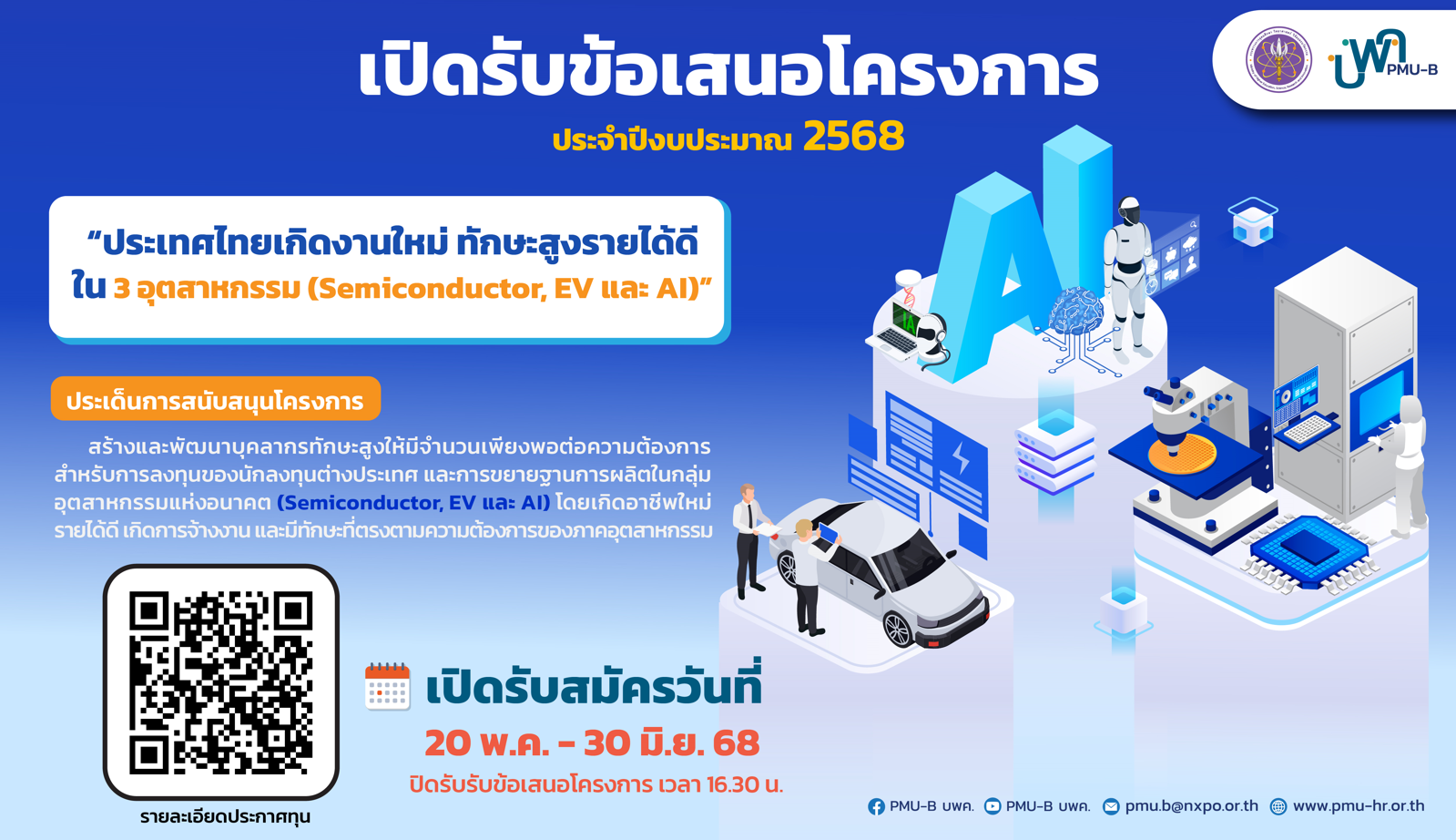 บพค. ประกาศเปิดรับข้อเสนอโครงการ ประจำปีงบประมาณ 2568